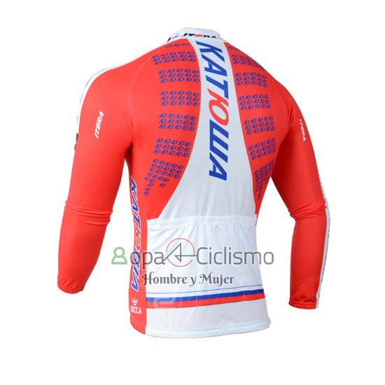 Katusha Ropa Ciclismo Culotte Largo 2014 Mangas Largas Blanco y Rojo